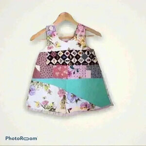 Patchwork pinafore a-line girl dress 3-4
